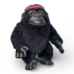 24k Polar Stuff Vintage Plush Black Gorilla Toy with Red Bandana